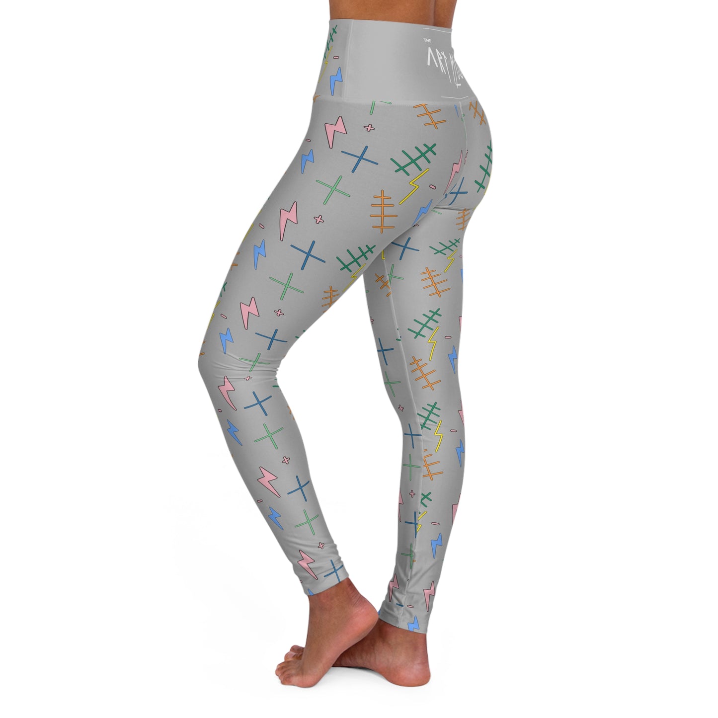 "TAP BOLTA" (Grey) High Waisted Yoga Leggings (AOP)