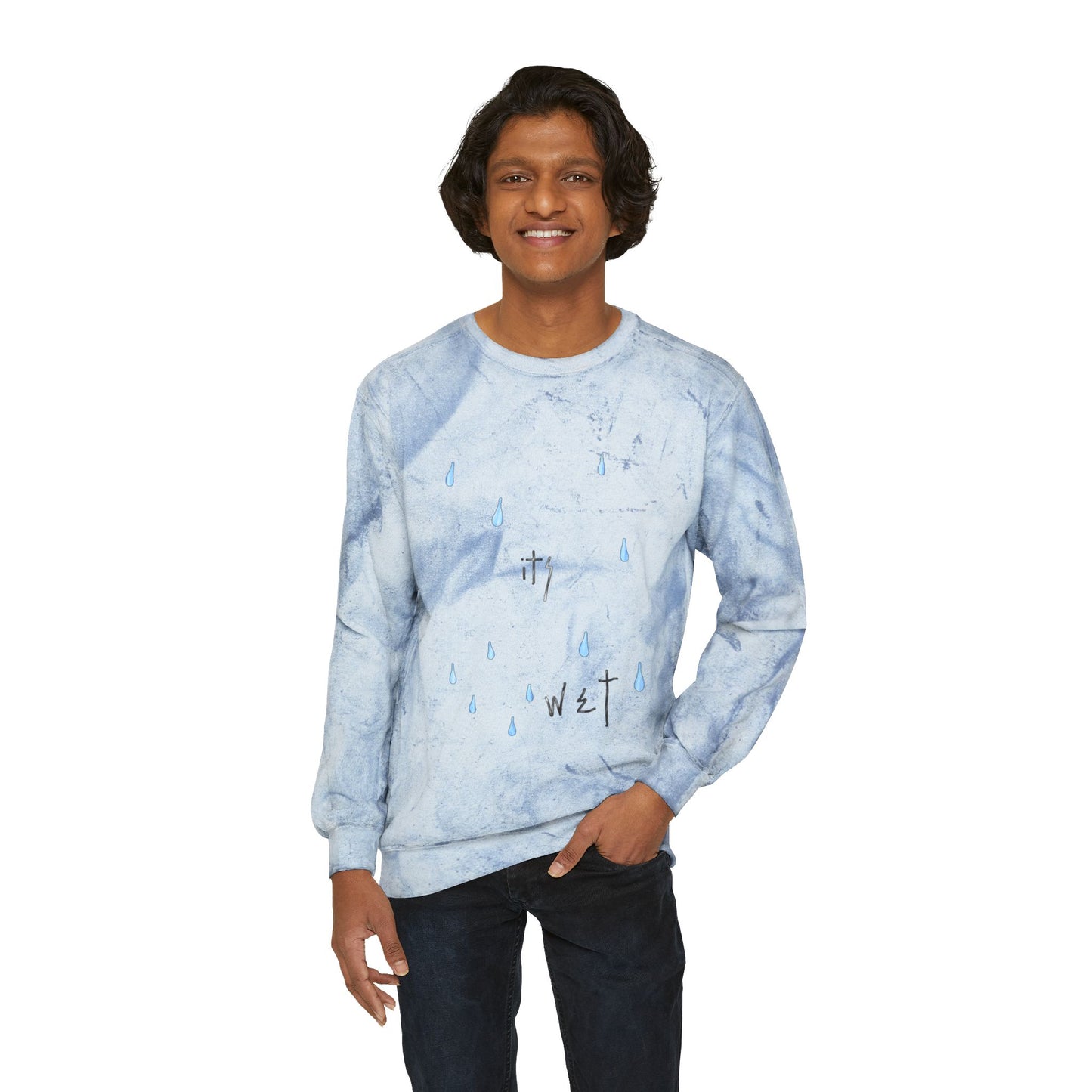 "IT'S WET" Unisex Color Blast Crewneck Sweatshirt