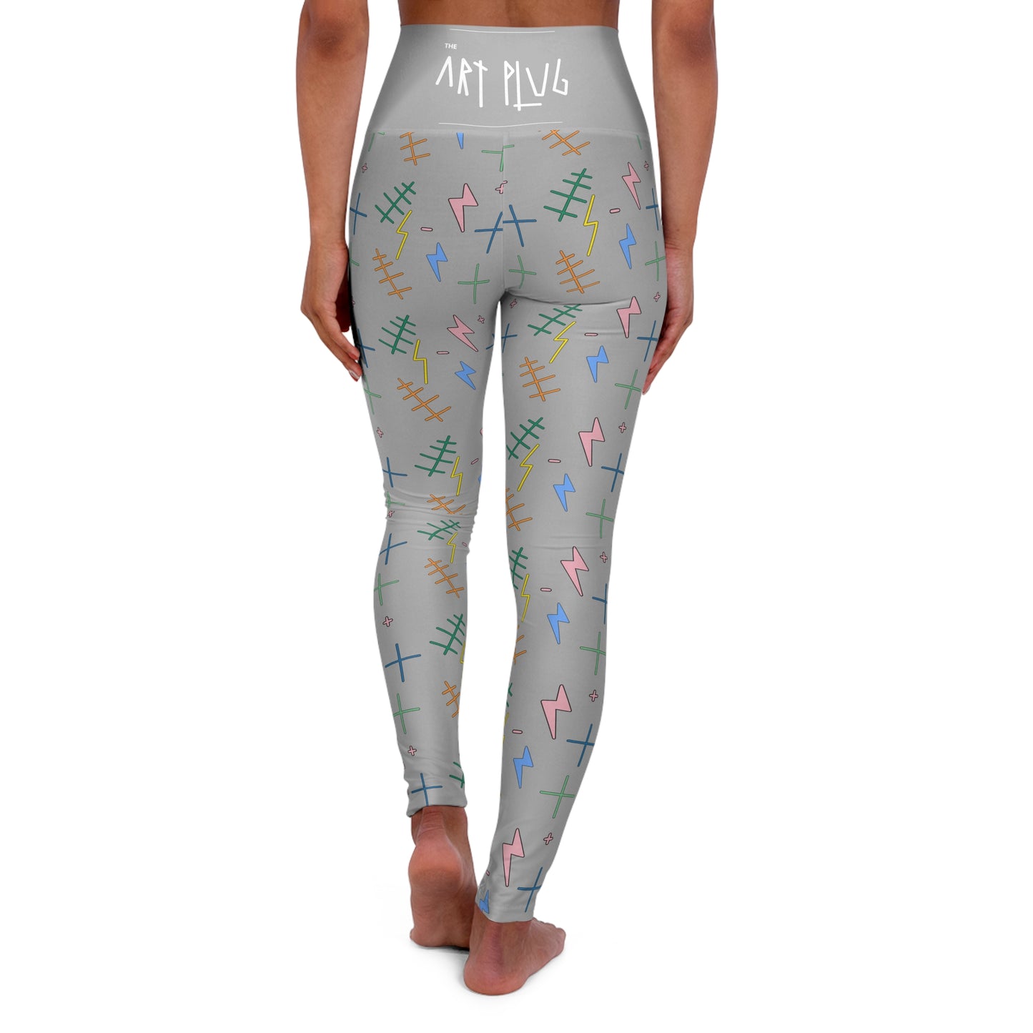 "TAP BOLTA" (Grey) High Waisted Yoga Leggings (AOP)