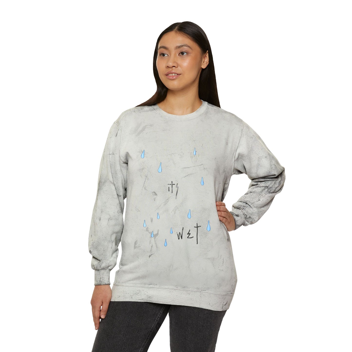 "IT'S WET" Unisex Color Blast Crewneck Sweatshirt