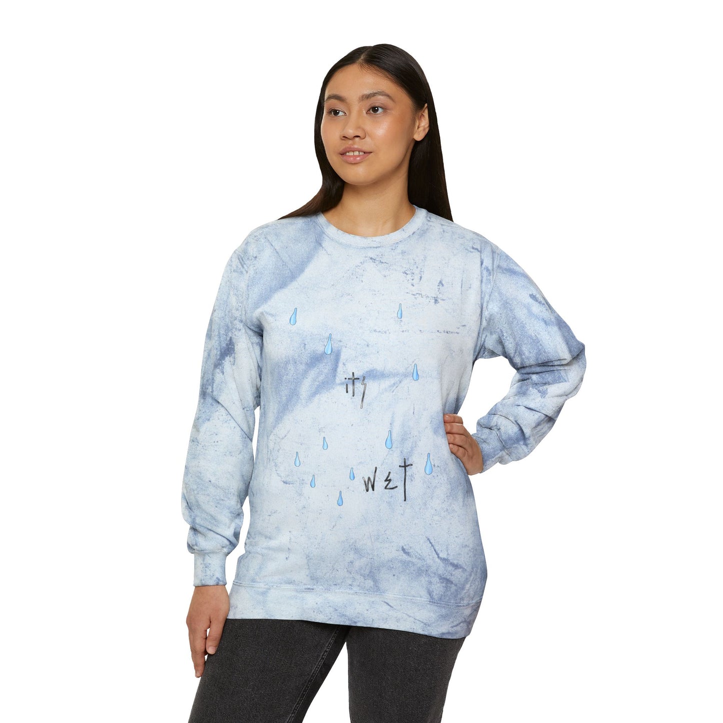 "IT'S WET" Unisex Color Blast Crewneck Sweatshirt